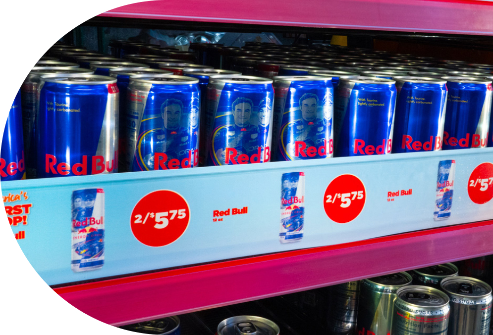 Rows of cans at shelf